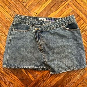 Asymmetrical Mini Denim Jeans Skirt